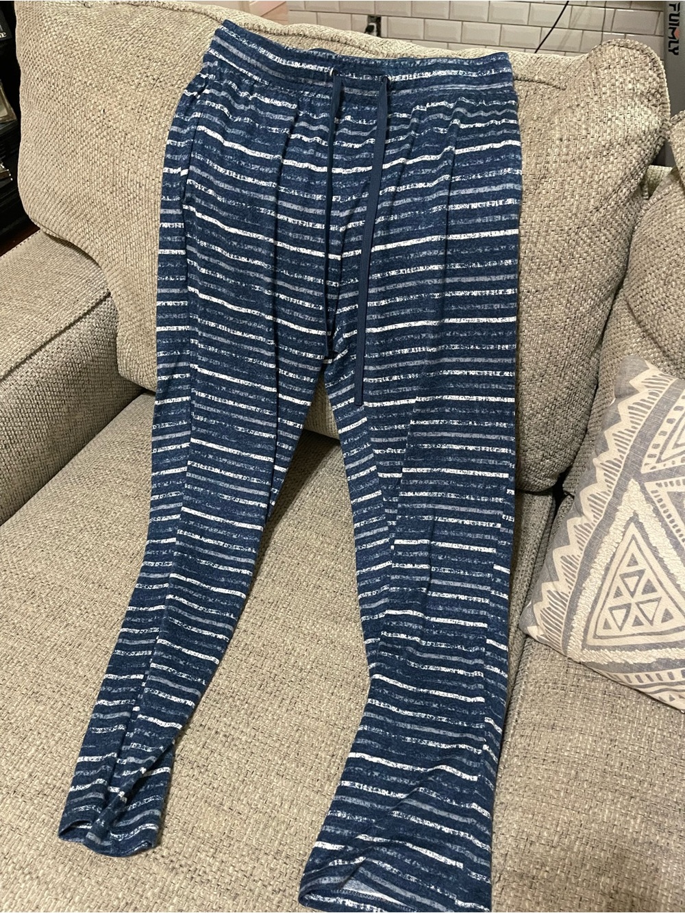 George Blue and White Striped Lounge Pants